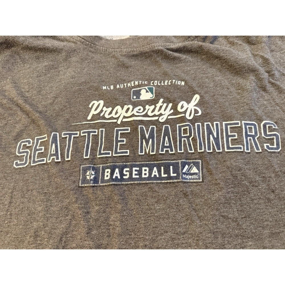 Seattle Mariners Mens 6XL TShirt Gray Short Sleeve Property Of Mariners Majestic - Picture 3 of 5